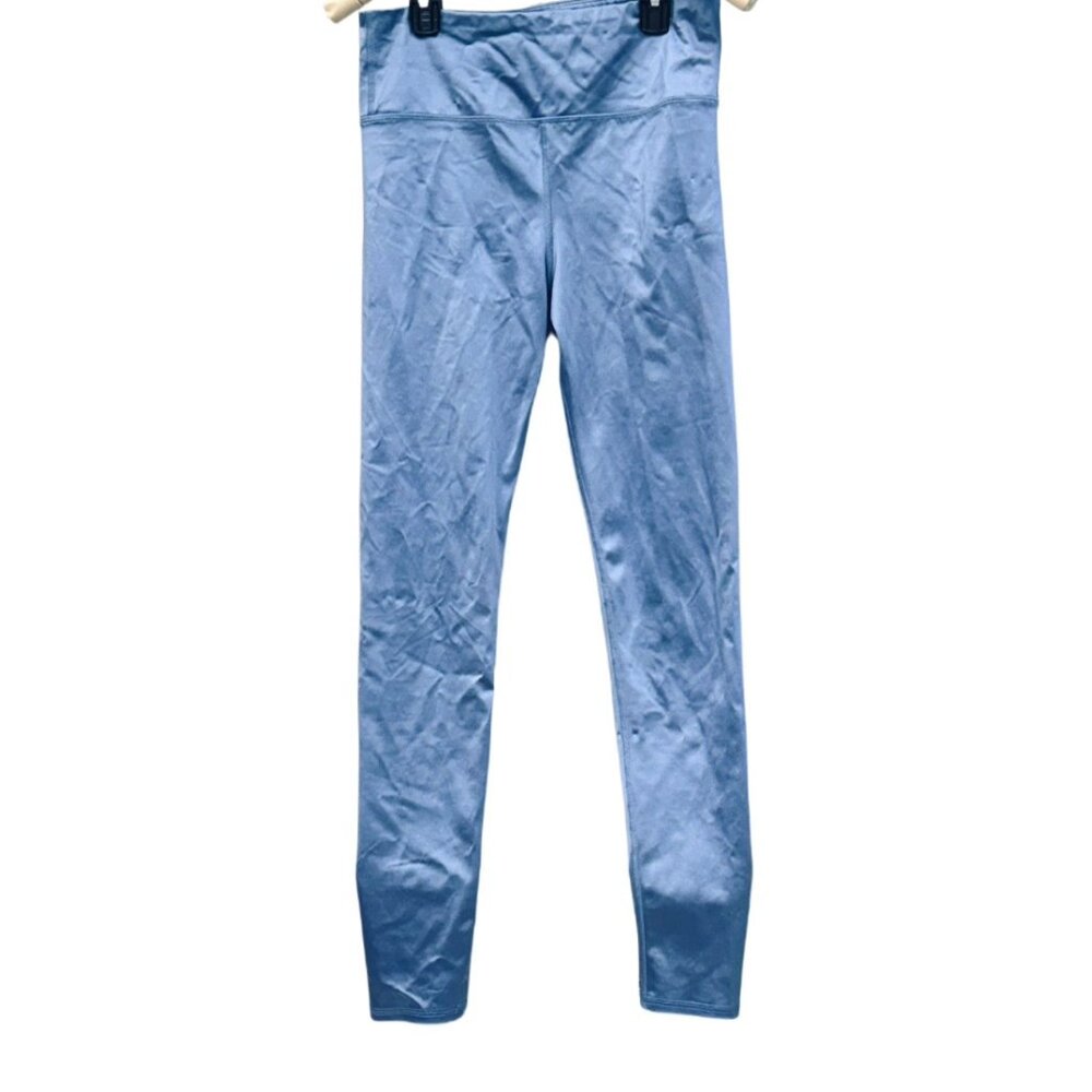 Avia Blue Athletic Leggings Metallic High Waist Capri Length Workout Medium